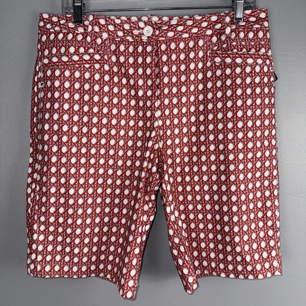 NVO Shorts Women's 10 Red Geometric Print Golf Athletic Lightweight *READ